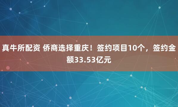 真牛所配资 侨商选择重庆！签约项目10个，签约金额33.53亿元